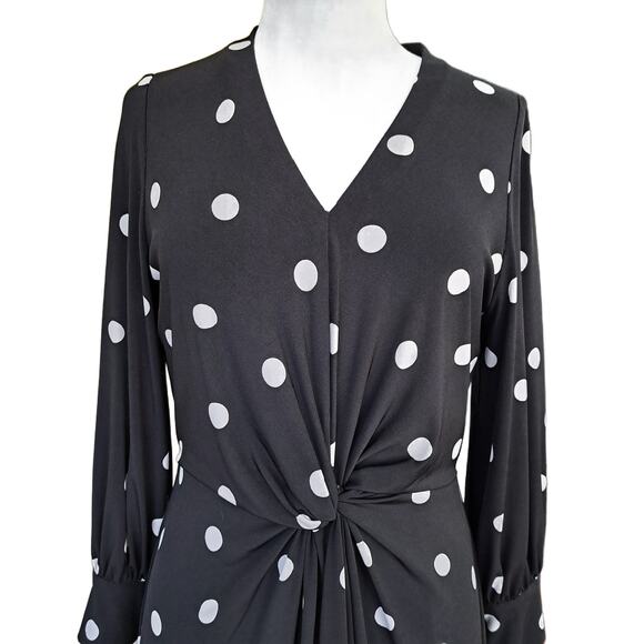 HOBBS London Farrah Twist-Front Polka Dot Sheath Dress Black & White Size 10 - Picture 5 of 14